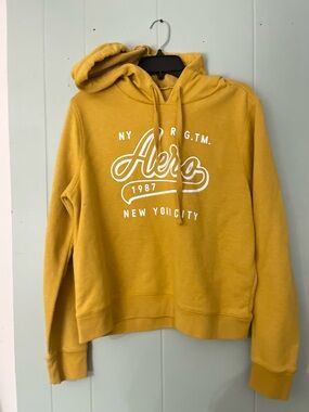 Aeropostale 1987 Mustard Yellow Hooded Sweatshirt